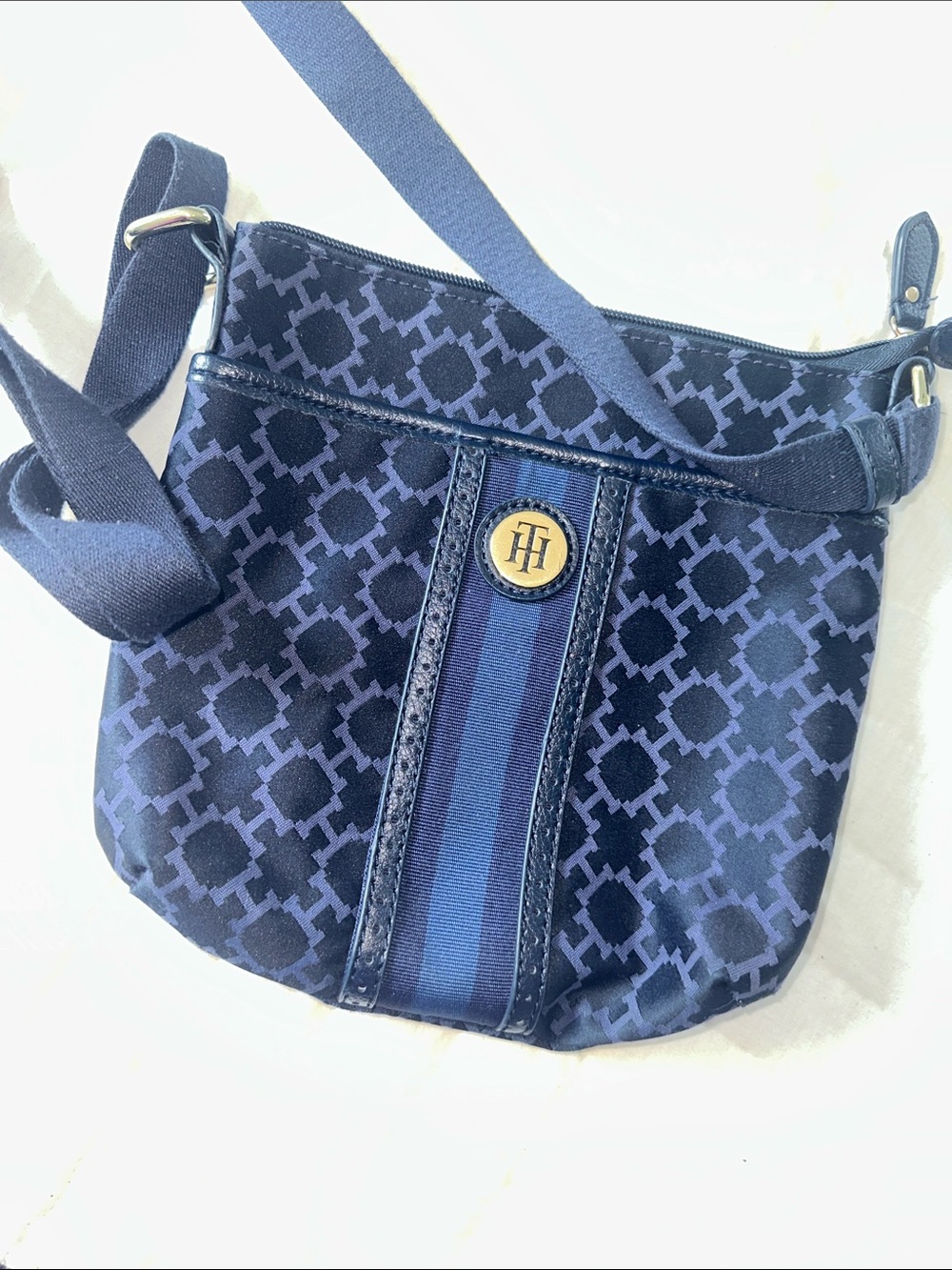 Tommy Hilfiger jacquard navy & blue cross body bag